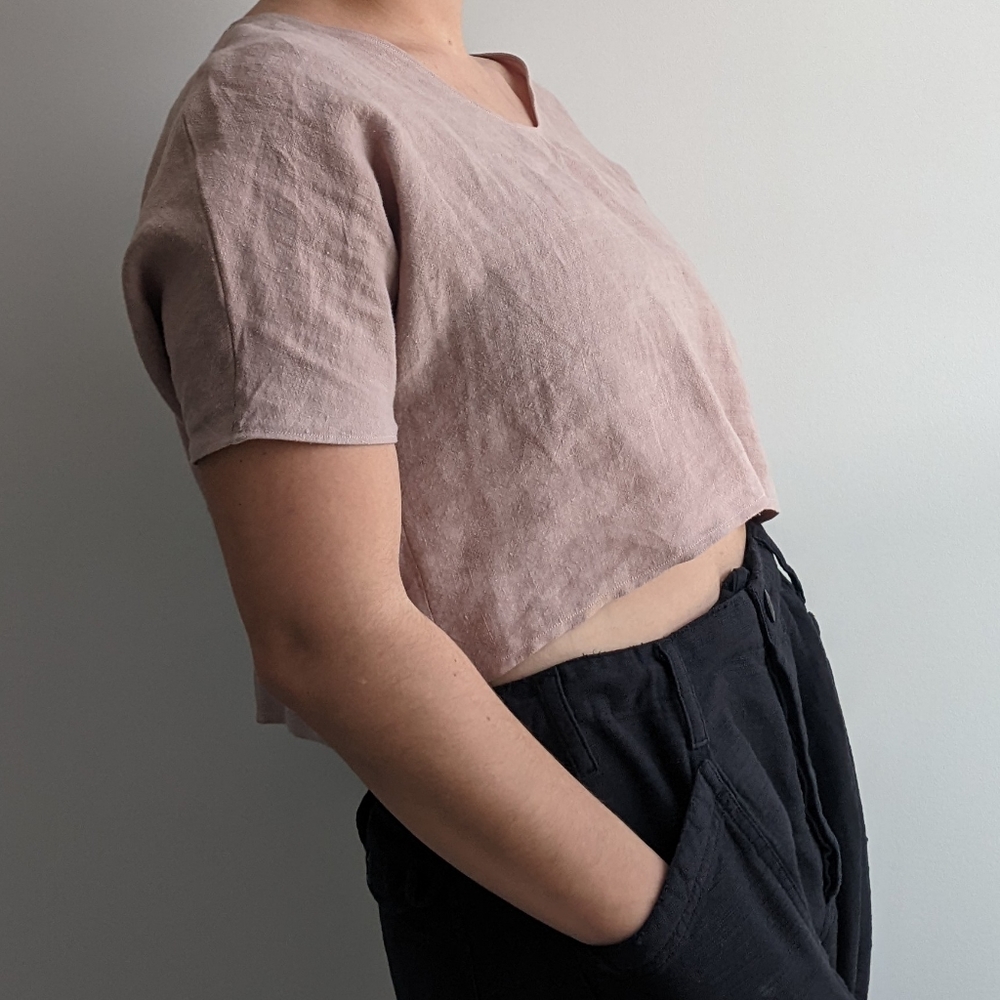 Linen Cropped Shirt